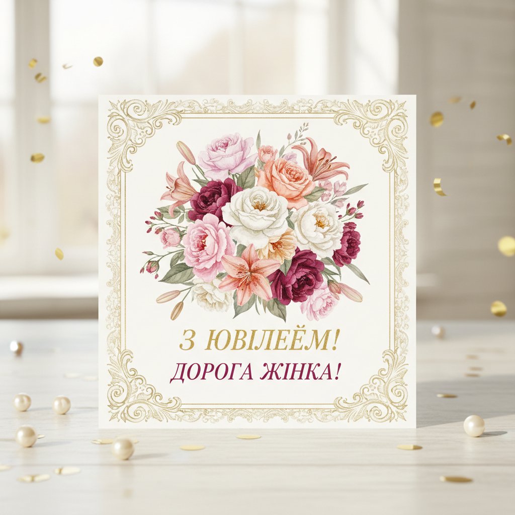 картинка з ювілеєм жінці