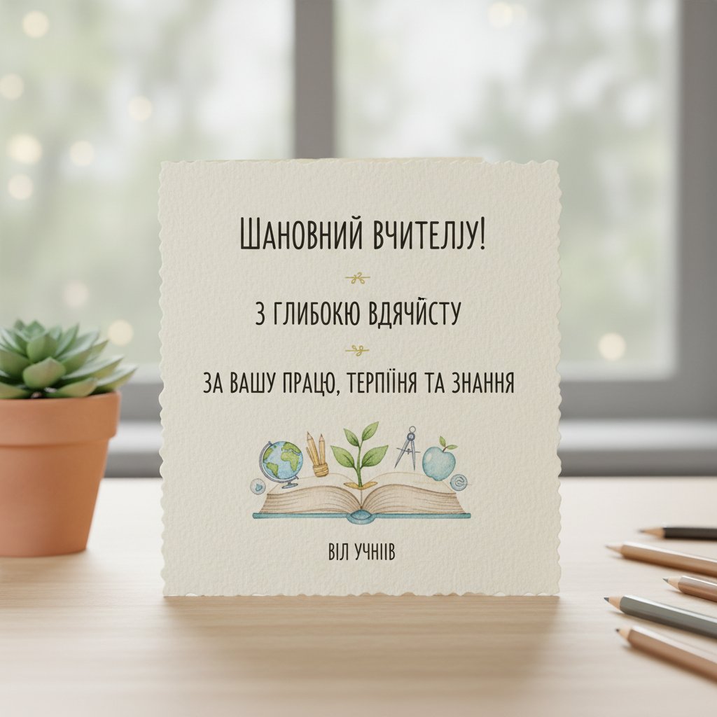 листівка подяка вчителю