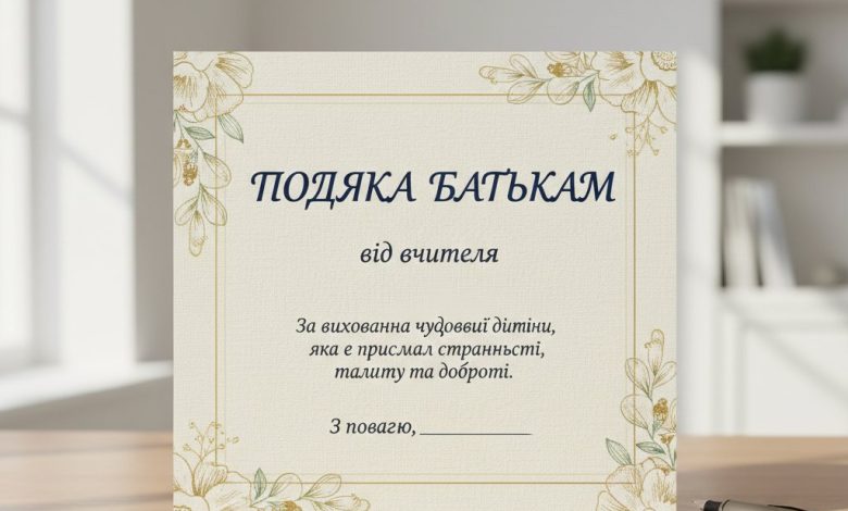 благодарность родителям от учителя