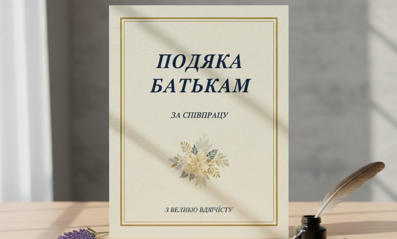 подяка батькам за співпрацю