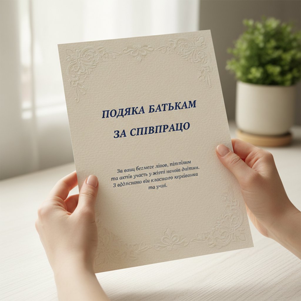 подяка батькам за співпрацю