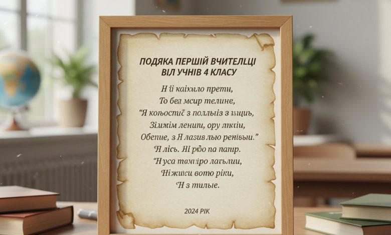 благодарность первой учительнице от учеников 4 класса в стихах