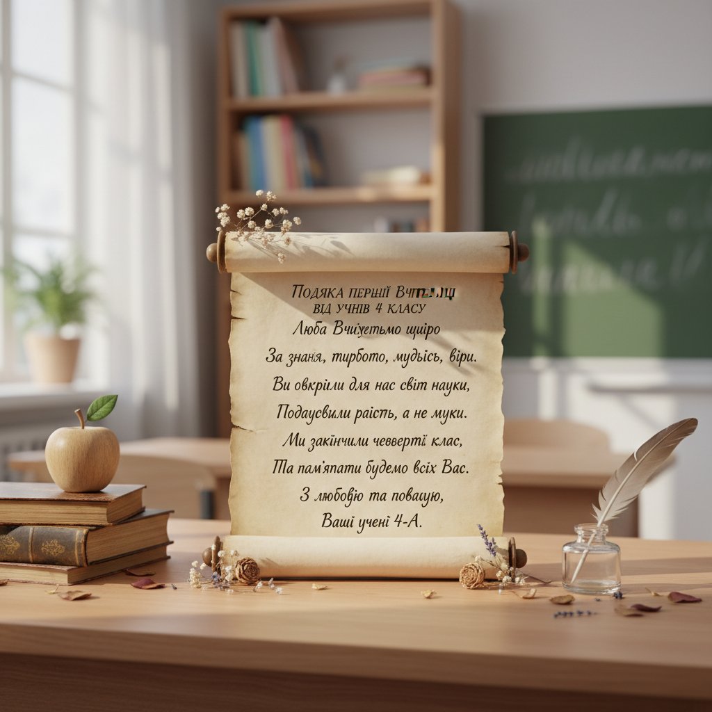 подяка першій вчительці від учнів 4 класу у віршах