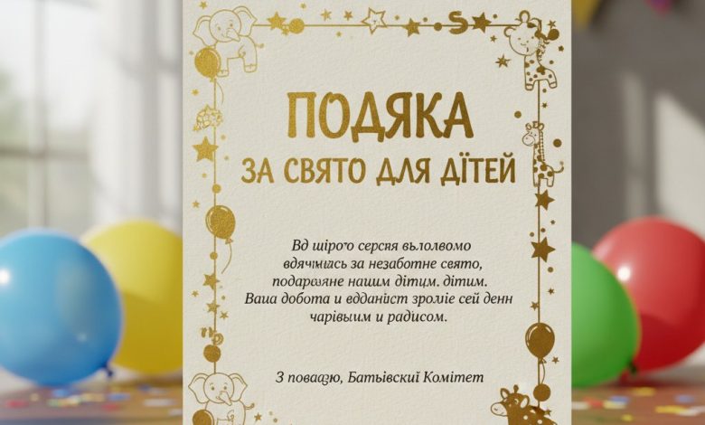 подяка за свято для дітей