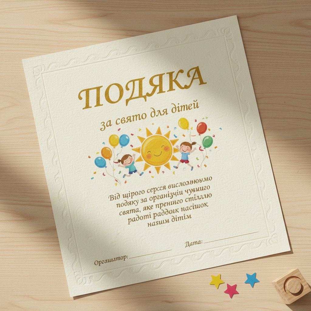 подяка за свято для дітей