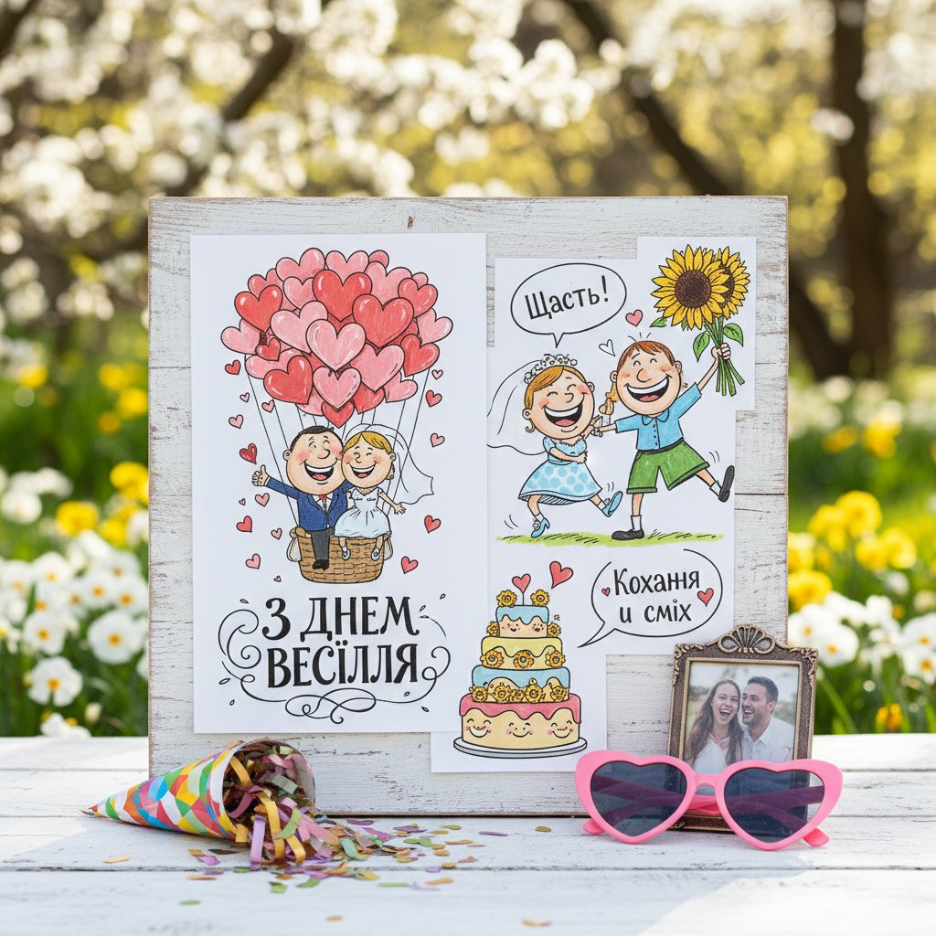 прикольные картинки с днем свадьбы