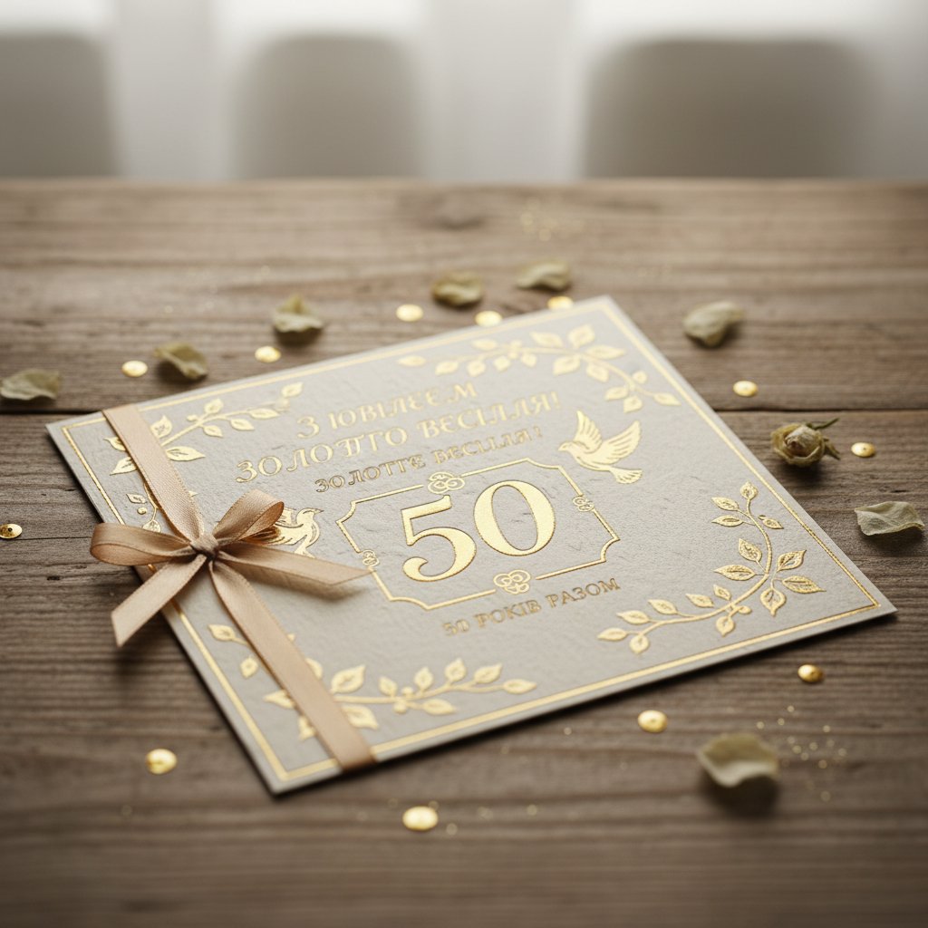 привітання золоте весілля листівки