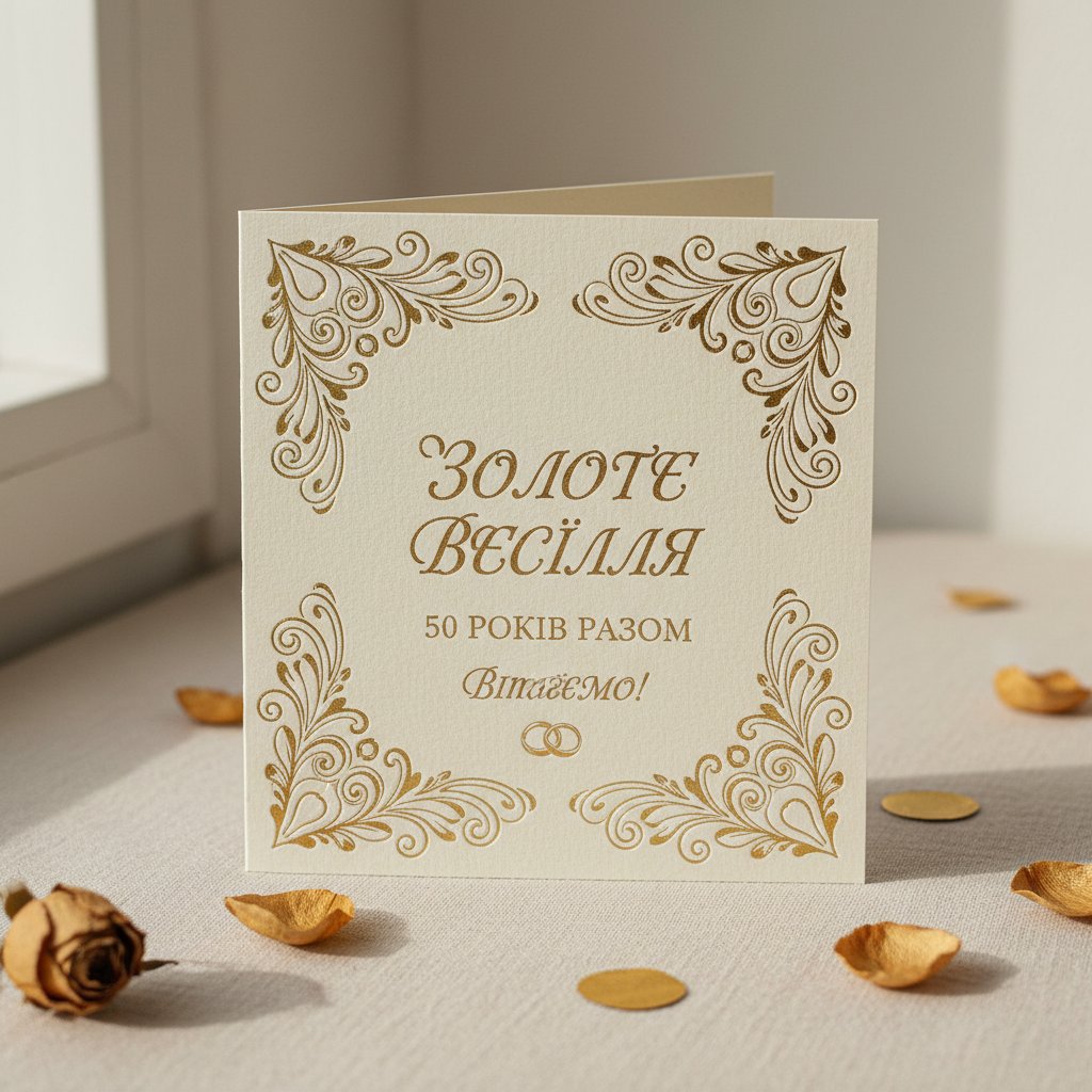 привітання золоте весілля листівки