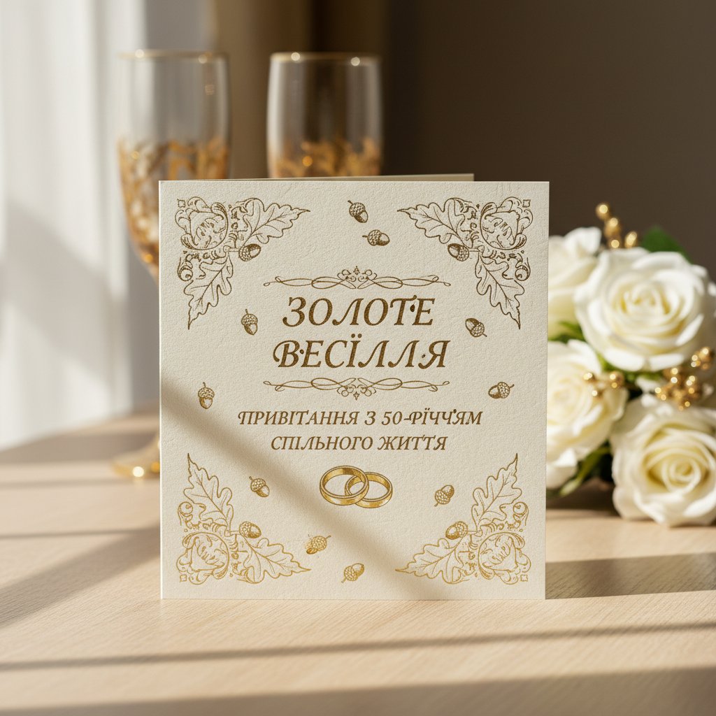 привітання золоте весілля листівки