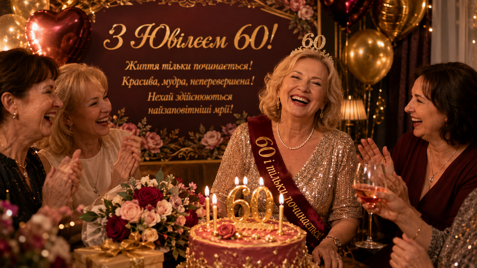 Веселе святкування 60-річчя жінки